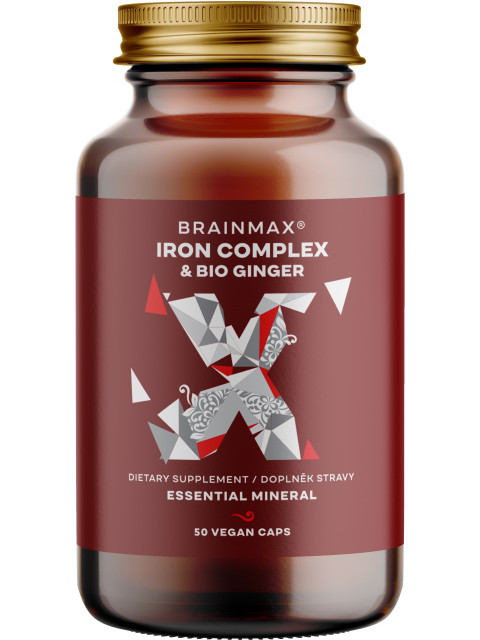 BrainMax Iron Complex, železo bisglycinát, 25 mg, 50 rostlinných kapslí