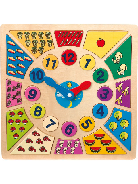 Small foot Dřevěné vkládací výukové puzzle - nauč se hodiny