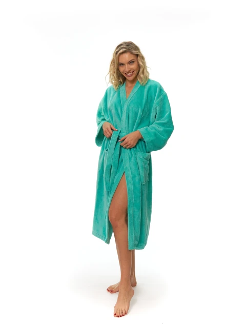 Dámský župan kimono s výšivkou, Pool Blue