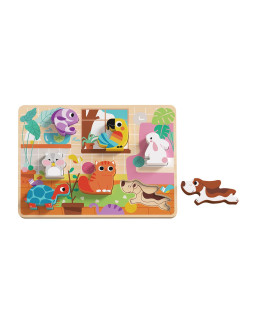 TookyToy Dřevěné vkládací puzzle - domácí mazlíčci