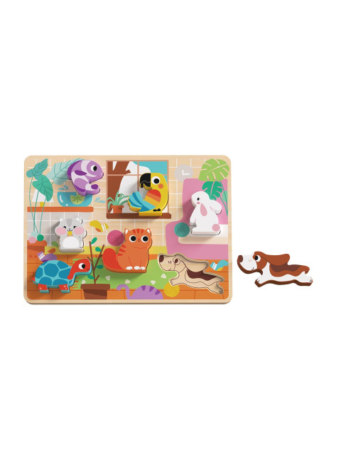TookyToy Dřevěné vkládací puzzle - domácí mazlíčci