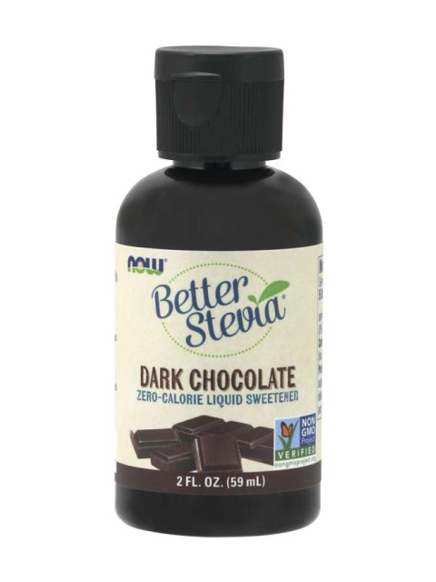 NOW Better Stevia Liquid, Hořká čokoláda, 59ml