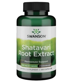 Swanson Shatavari Root Extract Standardized (standardizovaný extrakt Chřest hroznovitý kořen), 500 mg, 120 kapslí 
