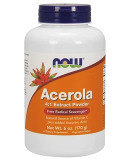 NOW Acerola prášek, přírodní vitamin C, 170 g (6 oz) - EXPIRACE 3/2026