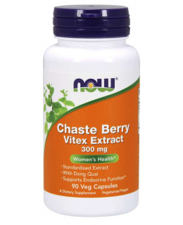 NOW Chaste Berry Vitex Extract (Drmek obecný), 300 mg, 90 rostlinných kapslí