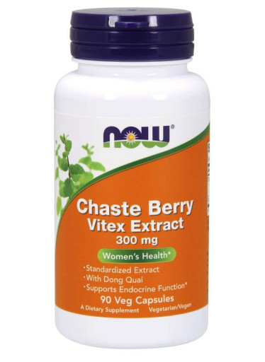 NOW Chaste Berry Vitex Extract (Drmek obecný), 300 mg, 90 rostlinných kapslí