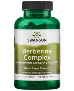 Swanson Berberine Complex (Berberin, Skořice, Gymnema, Pískavice řecké seno), 90 rostlinných kapslí