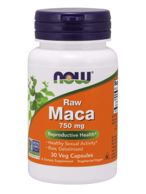 NOW Maca (řeřicha peruánská koncentrát 6:1 RAW), 750 mg, 30 rostlinných kapslí
