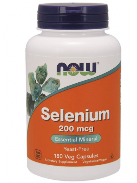 NOW Selenium, 200 µg, 180 rostlinných kapslí