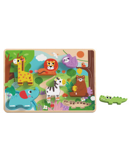 TookyToy Dřevěné vkládací puzzle - safari