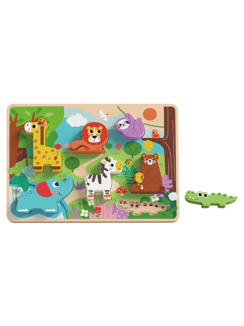 TookyToy Dřevěné vkládací puzzle - safari