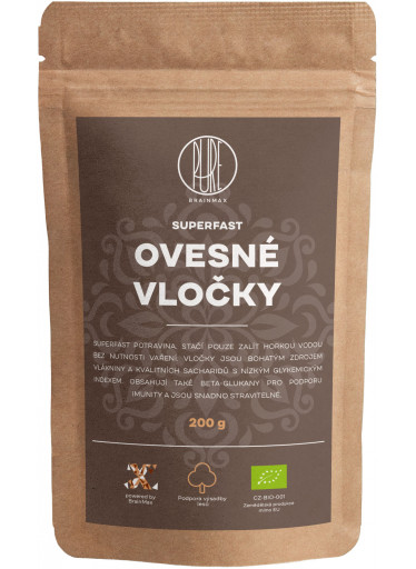 BrainMax Pure Superfast Ovesné Vločky BIO, 200 g