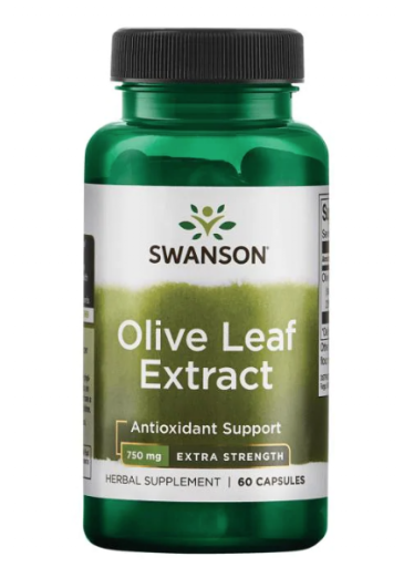 Swanson Olive Leaf Extract 750 mg Super Strength (Extrakt z olivových listů), 60 kapslí