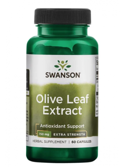 Swanson Olive Leaf Extract 750 mg Super Strength (Extrakt z olivových listů), 60 kapslí 