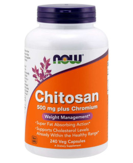 NOW Chitosan, 500 mg Plus chromium, 240 veg kapslí