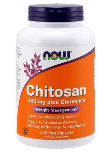 NOW Chitosan, 500 mg Plus chromium, 240 veg kapslí