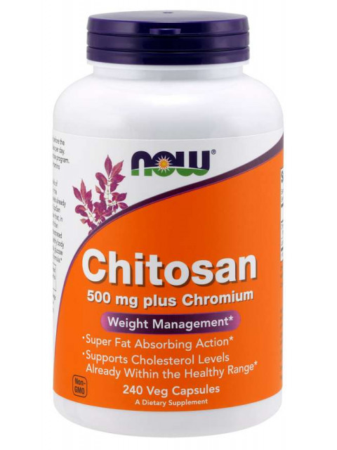 NOW Chitosan, 500 mg Plus chromium, 240 veg kapslí