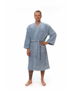 Pánský župan kimono s výšivkou, Fog Blue