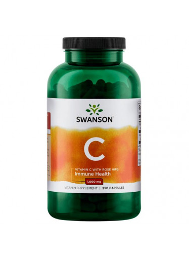 Swanson Vitamin C + Extrakt z Šípků, 1000 mg, 250 kapslí