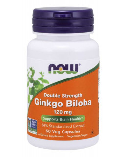NOW Ginkgo Biloba Double Strenght, 120 mg, 50 rostlinných kapslí