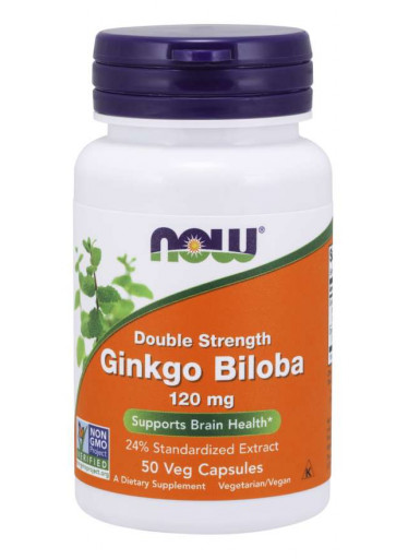 NOW Ginkgo Biloba Double Strenght, 120 mg, 50 rostlinných kapslí