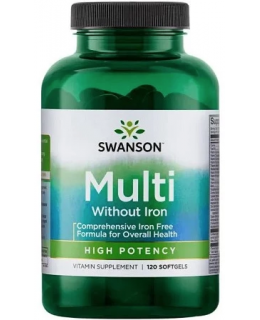 Swanson Multi without Iron (multivitamín bez železa), 120 kapslí