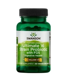 Swanson Dr. Stephen Langer's Probiotika 16 kmenů s prebiotiky FOS, 60 rostlinných kapslí