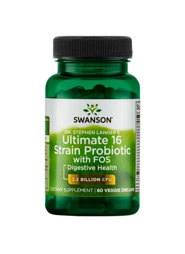Swanson Dr. Stephen Langer's Probiotika 16 kmenů s prebiotiky FOS, 60 rostlinných kapslí