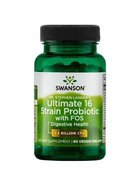 Swanson Dr. Stephen Langer's Probiotika 16 kmenů s prebiotiky FOS, 60 rostlinných kapslí