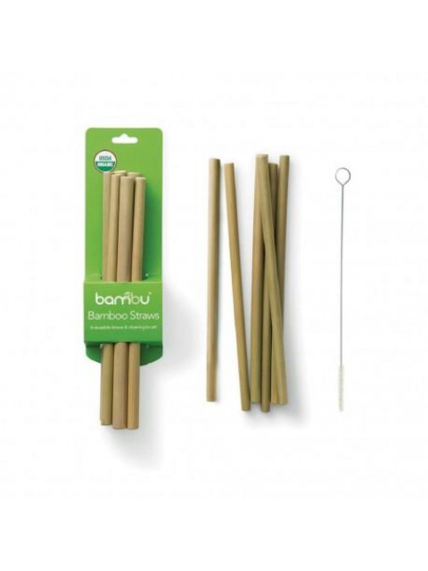 Bambu Bambusová brčka – sada 6 ks vč. kartáčku