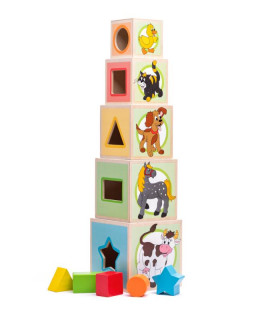 Woody Věž z 5 kostek - zvířátka
