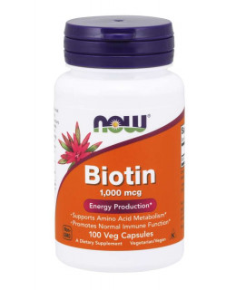NOW Biotin, 1000 ug, 100 rostlinných kapslí