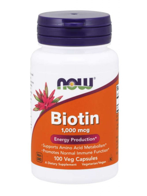 NOW Biotin, 1000 ug, 100 rostlinných kapslí