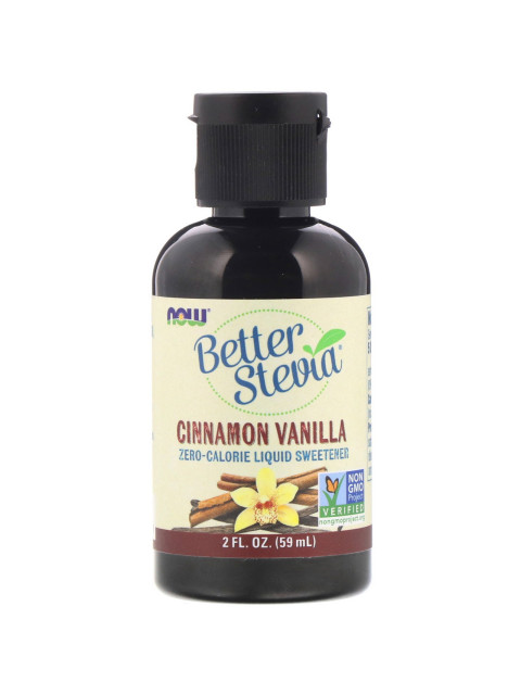 NOW Better Stevia Liquid, Skořice vanilka, 59ml