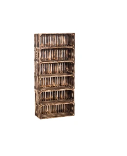 ČistéDřevo Dřevěné opálené bedýnky regál 132 x 60 x 24 cm