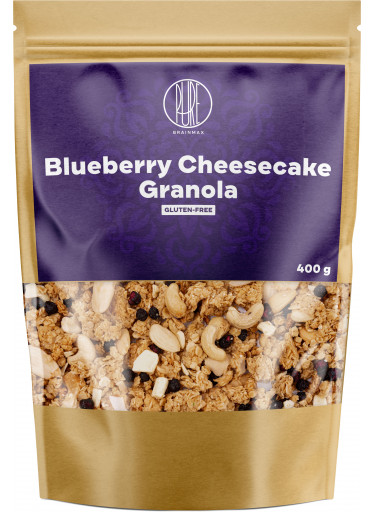 BrainMax Pure Blueberry Cheesecake Granola, Borůvky a Bílá čokoláda, 400 g