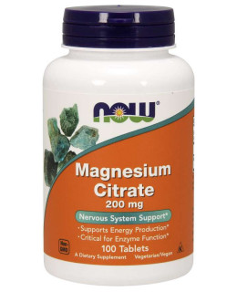 NOW Magnesium Citrate (hořčík citrát), 200 mg, 100 tablet