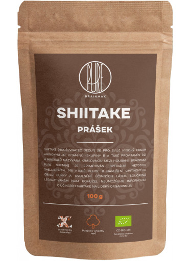 BrainMax Pure Shiitake prášek, BIO 100g