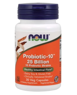 NOW Probiotic-10, probiotika, 25 miliard CFU, 10 kmenů, 30 rostlinných kapslí