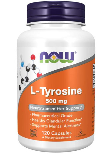 NOW L-Tyrosine, 500 mg, 120 kapslí