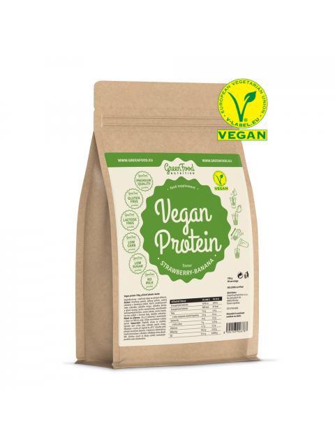 GreenFood GreenFood Vegan Protein 750g - Jahoda a banán - EXPIRACE 7/2024