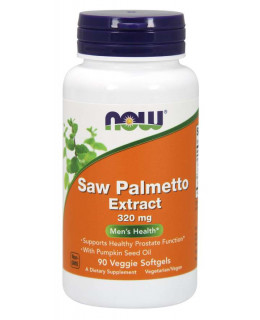 NOW Saw Palmetto (Serenoa plazivá) extrakt, 320 mg, 90 rostlinných softgel kapslí