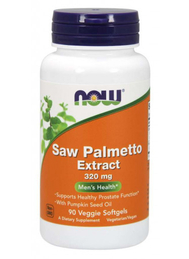 NOW Saw Palmetto (Serenoa plazivá) extrakt, 320 mg, 90 rostlinných softgel kapslí