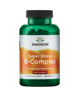 Swanson Super Stress B-komplex s vitamínem C, 100 kapslí