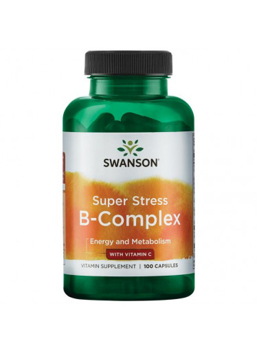 Swanson Super Stress B-komplex s vitamínem C, 100 kapslí