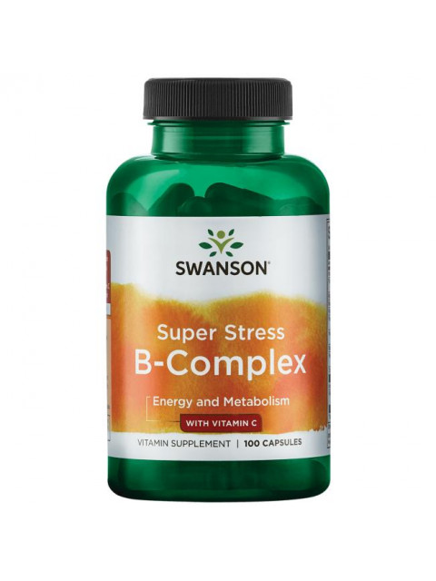 Swanson Super Stress B-komplex s vitamínem C, 100 kapslí