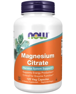 NOW Magnesium Citrate (hořčík citrát), 400 mg, 120 rostlinných kapslí