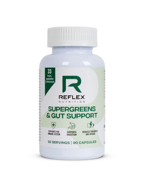Reflex Supergreens and Gut Support, 90 kapslí