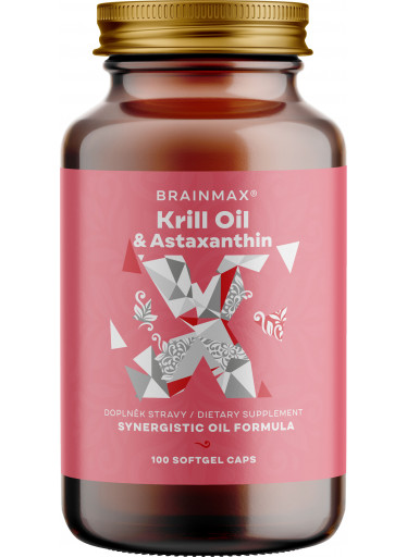 BrainMax Krill Oil s astaxanthinem, 500 mg, 100 softgelových kapslí