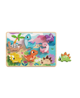TookyToy Dřevěné vkládací puzzle - dinosauři